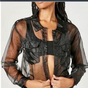 Black ⬛️ sheer organza jacket size s Forever21